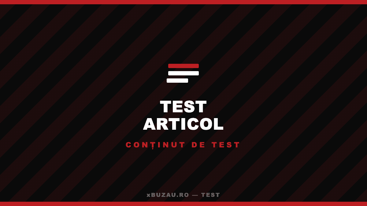[TEST] Articol